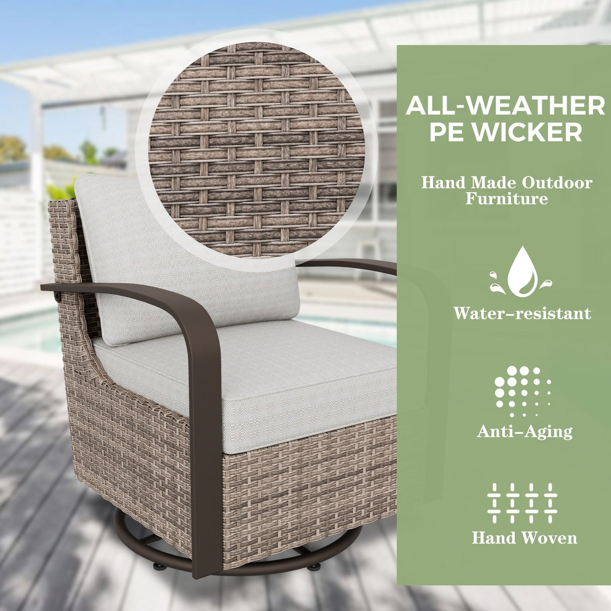 Coastal Vista Outdoor Patio Furniture Set w/Swivel Rocker Chairs, Seats 7 - Eagle Peak Custom Canopy Tent
