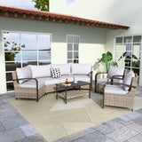 Coastal Vista Patio Furniture Set w/Curved Sectional Sofas, Coffee Table, Chairs - Eagle Peak Custom Canopy Tent