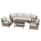 Coastal Vista Patio Furniture Set w/Curved Sectional Sofas, Coffee Table, Chairs - Eagle Peak Custom Canopy Tent