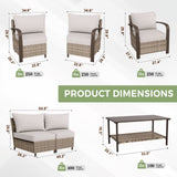 Coastal Vista Patio Furniture Set w/Curved Sectional Sofas, Coffee Table, Chairs - Eagle Peak Custom Canopy Tent