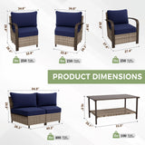 Coastal Vista Patio Furniture Set w/Curved Sectional Sofas, Coffee Table, Chairs - Eagle Peak Custom Canopy Tent