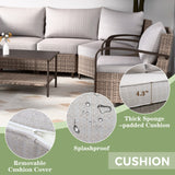 Coastal Vista Patio Furniture Set w/Curved Sectional Sofas, Coffee Table, Chairs - Eagle Peak Custom Canopy Tent