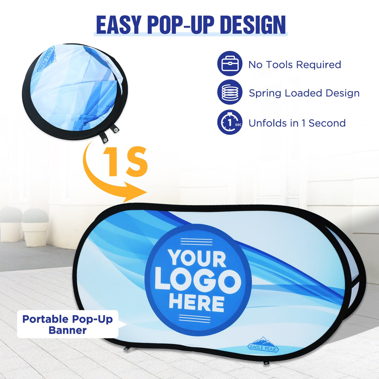 Custom A Frame Pop Up Banner Display, Vertical/Triangle/Oval/Circle/Horizontal - Eagle Peak Custom Canopy Tent