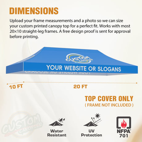 Custom Canopy Top Cover with Sidewall to Fit Your 10x20 Canopy Frame - Eagle Peak Custom Canopy Tent