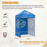 Custom Canopy Top Cover with Sidewall to Fit Your 5x5 Canopy Frame - Eagle Peak Custom Canopy Tent