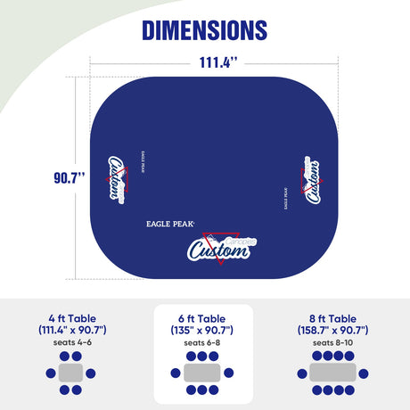 Custom Logo Table Cloth Personalized Table Cover with Your Logo, 4ft/6ft/8ft - Eagle Peak Custom Canopy Tent