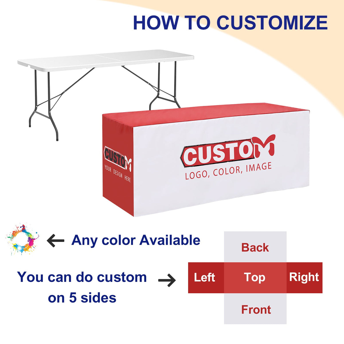 Custom Printed Standard Fit Cover with Your Logo and Design, 4/6/8ft - Eagle Peak®