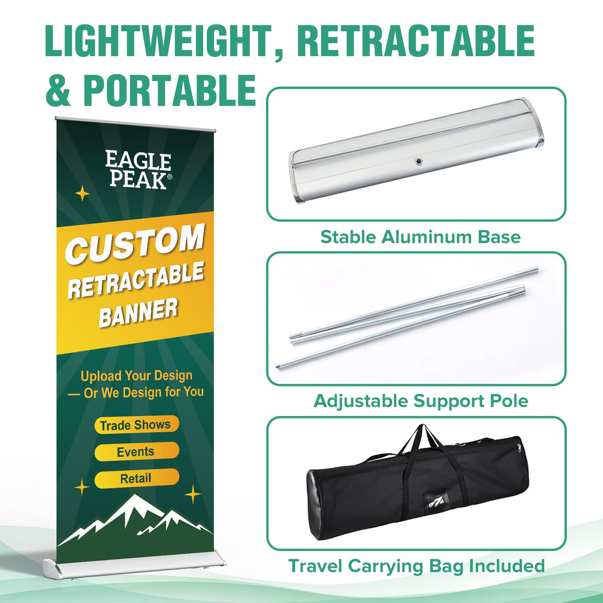 Custom Retractable Banner Stand with Your Business Logo - Eagle Peak