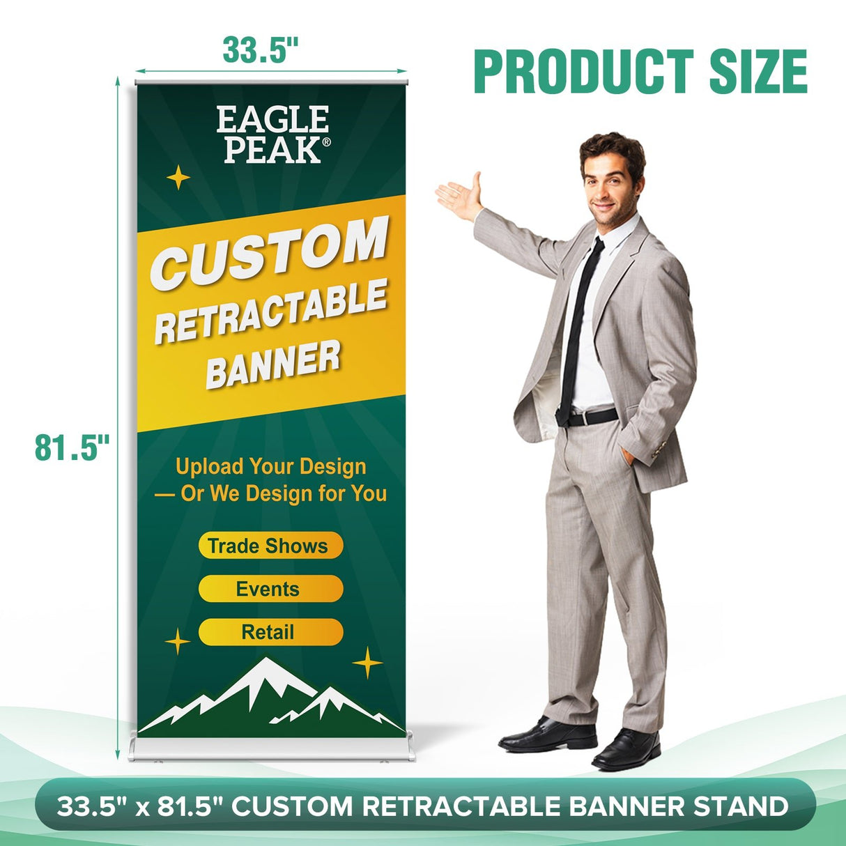 Custom Retractable Banner Stand with Your Business Logo - Eagle Peak