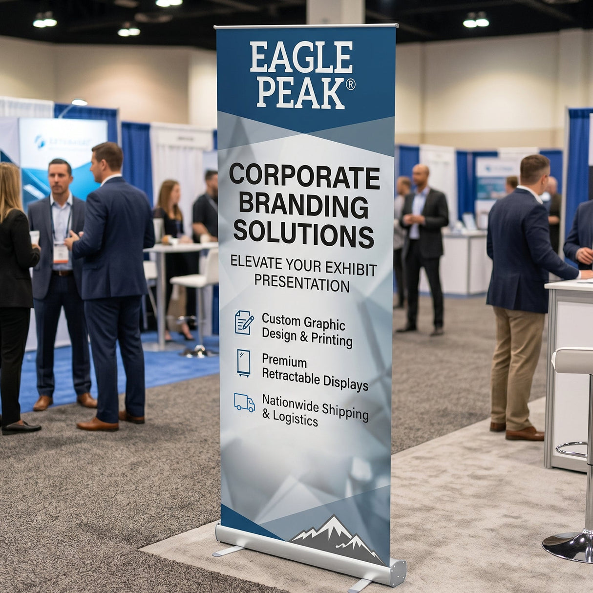 Custom Retractable Banner Stand with Your Business Logo - Eagle Peak