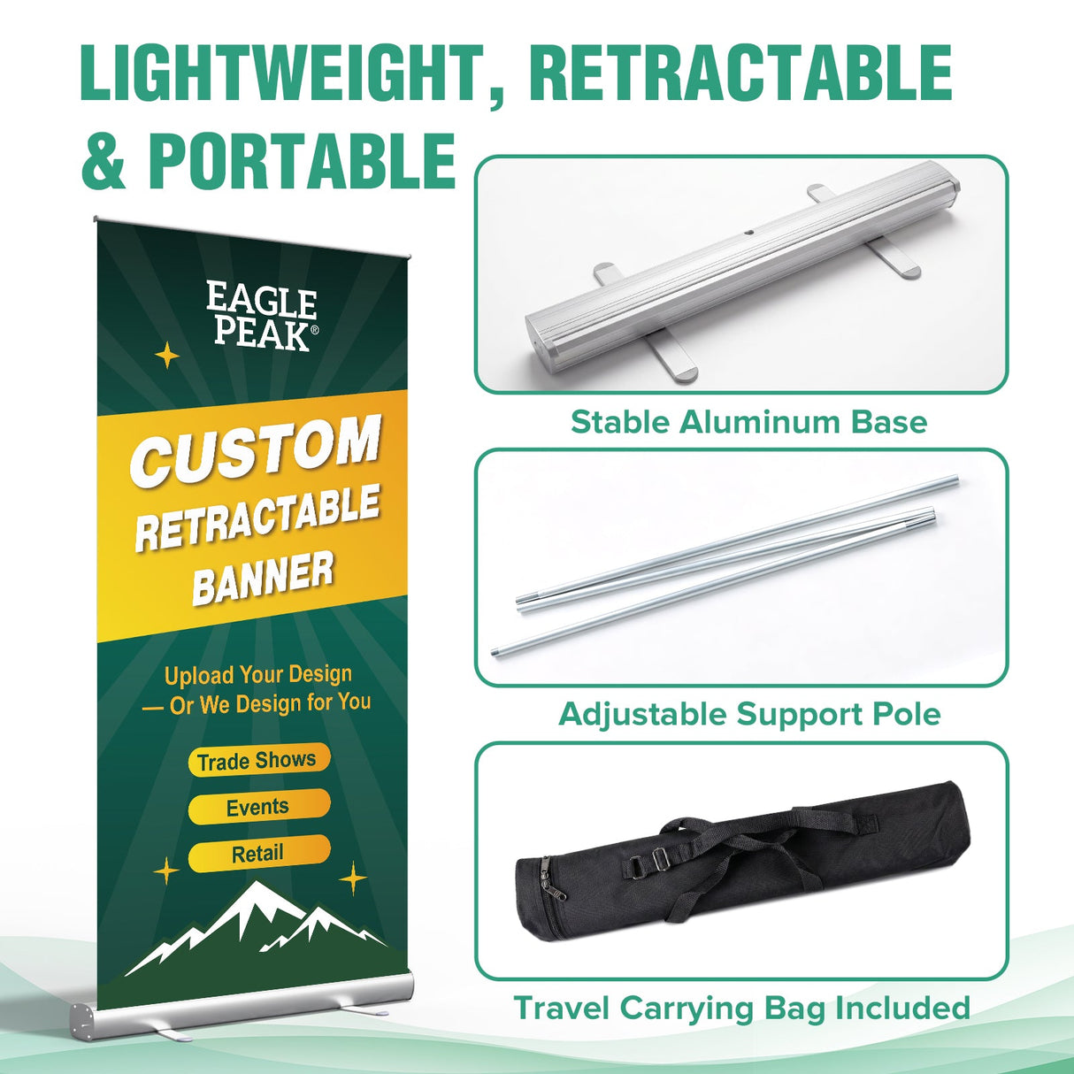 Custom Retractable Banner Stand with Your Business Logo - Eagle Peak