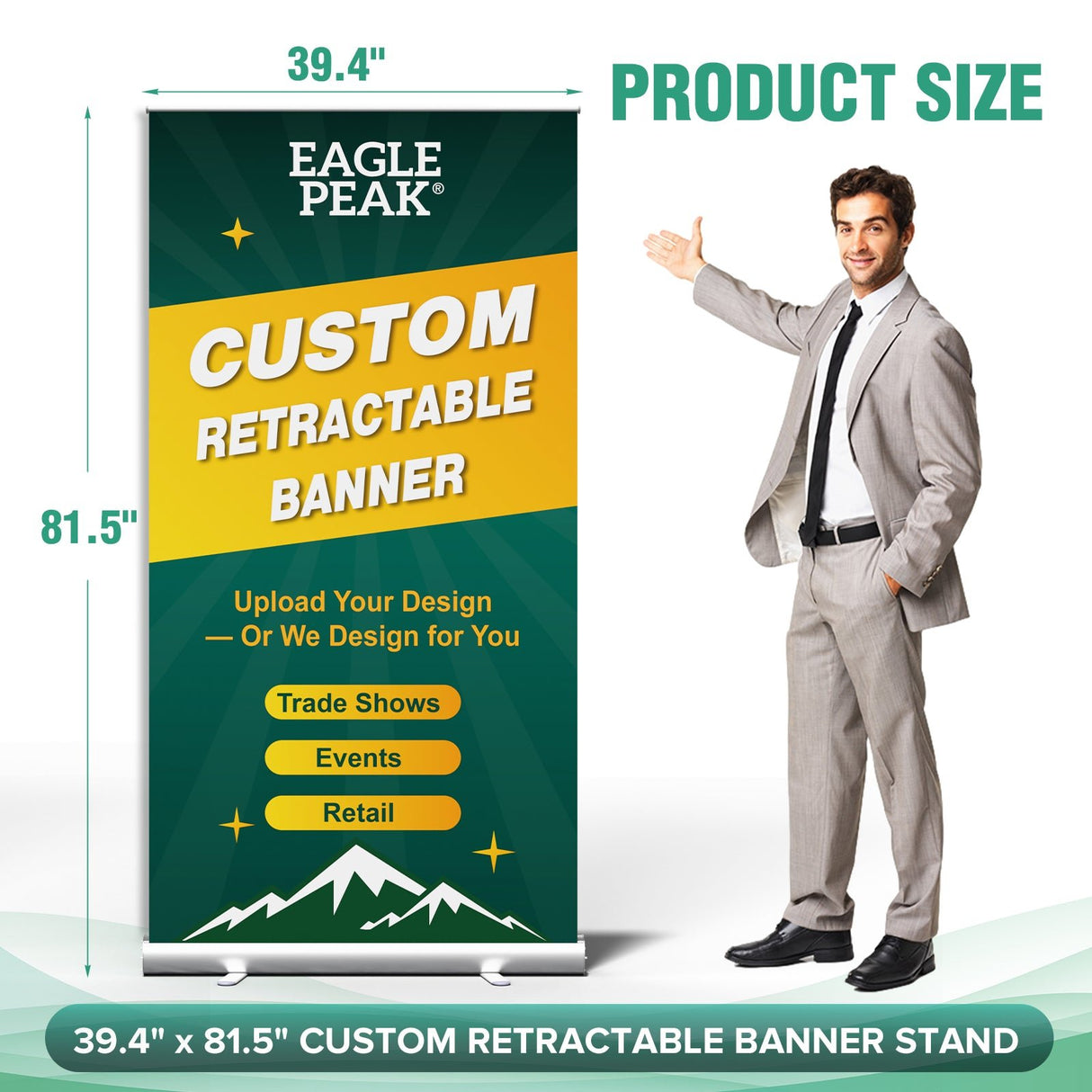 Custom Retractable Banner Stand with Your Business Logo - Eagle Peak
