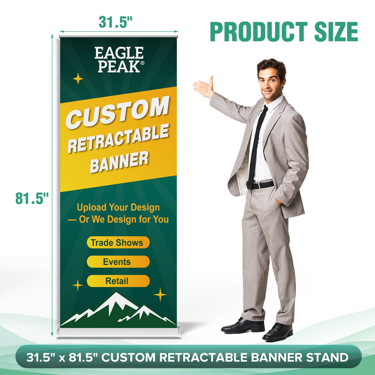 Custom Retractable Banner Stand with Your Business Logo - Eagle Peak
