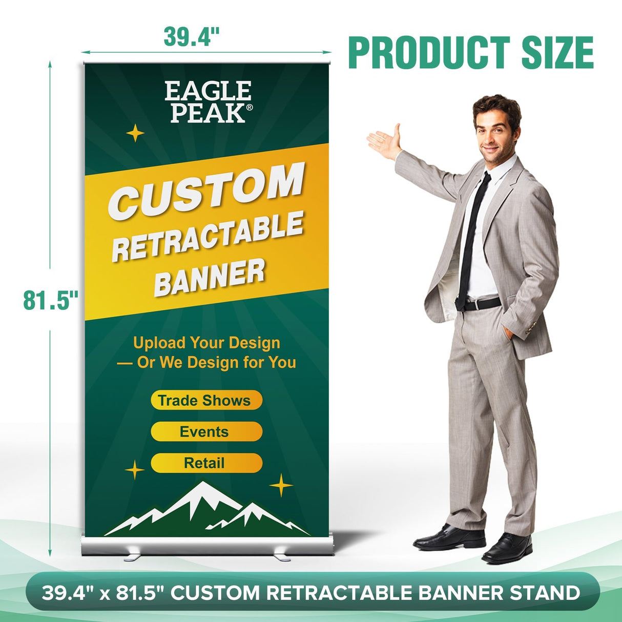 Custom Retractable Banner Stand with Your Business Logo - Eagle Peak