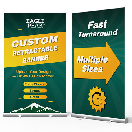 Custom Retractable Banner Stand with Your Business Logo - Eagle Peak
