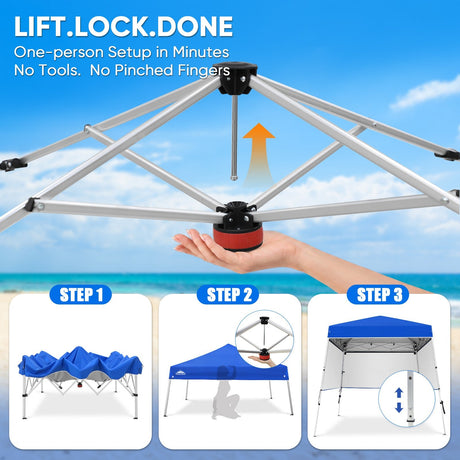 Day Tripper 8x8 Aluminum Super-Lightweight Slant Leg Pop Up Canopy with 3 Removable Walls - Eagle Peak®