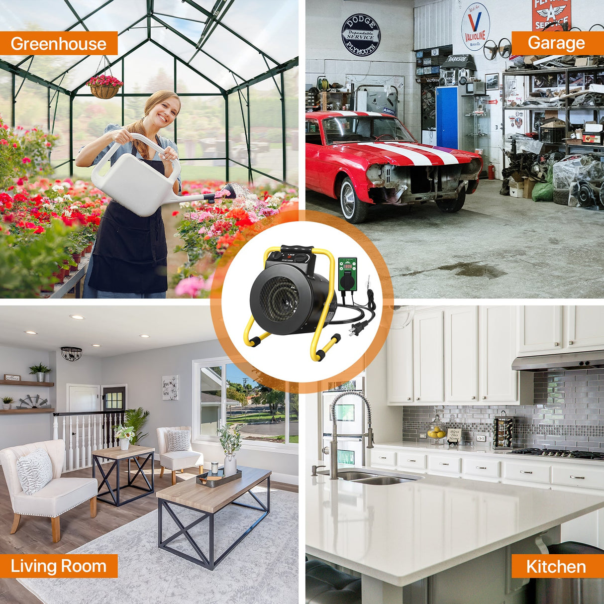 EAGLE PEAK 1500W Greenhouse Heater with Thermostat,black - Eagle Peak Custom Canopy Tent