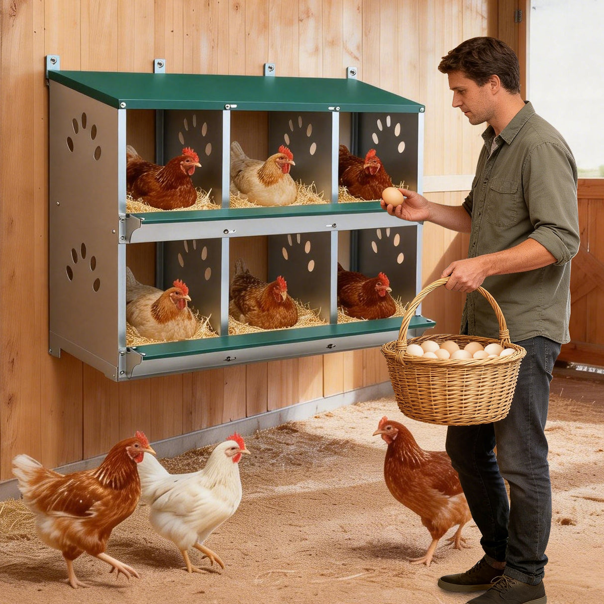 EAGLE PEAK 3/4/6/8/10 - Hole Wall Mounted Chicken Nesting Box (Green) - Eagle Peak Custom Canopy Tent