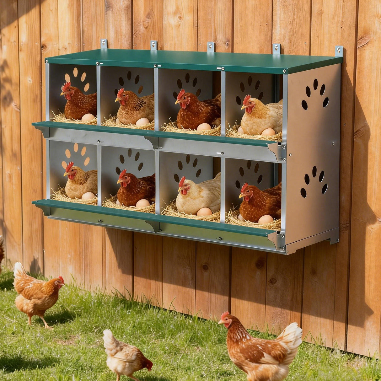 EAGLE PEAK 3/4/6/8/10 - Hole Wall Mounted Chicken Nesting Box (Green) - Eagle Peak Custom Canopy Tent