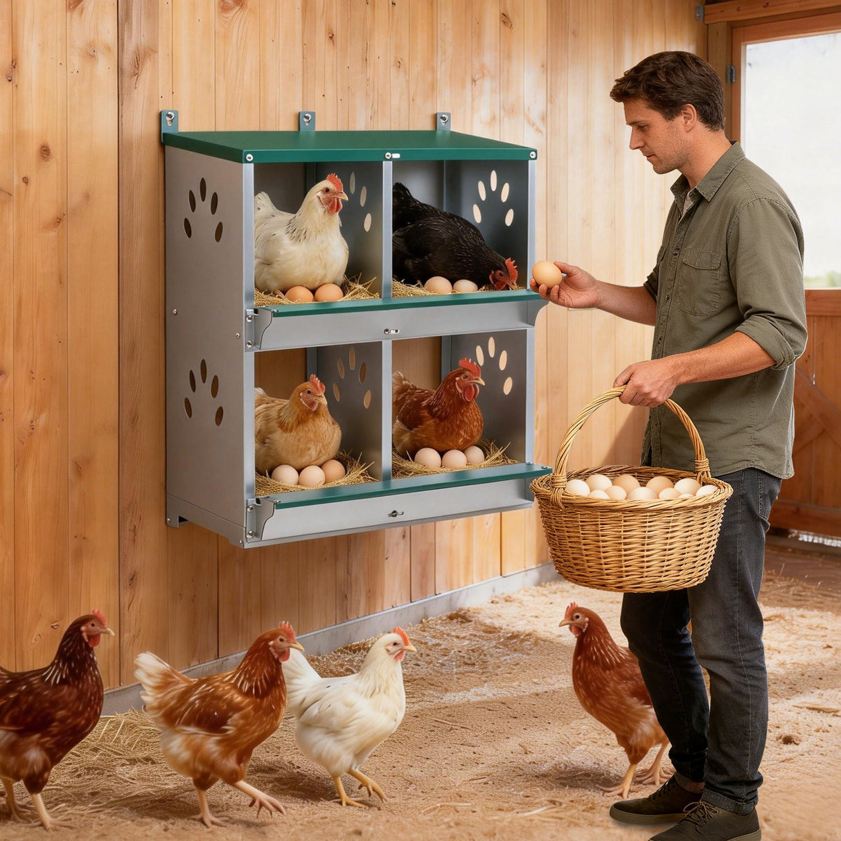 EAGLE PEAK 3/4/6/8/10 - Hole Wall Mounted Chicken Nesting Box (Green) - Eagle Peak Custom Canopy Tent