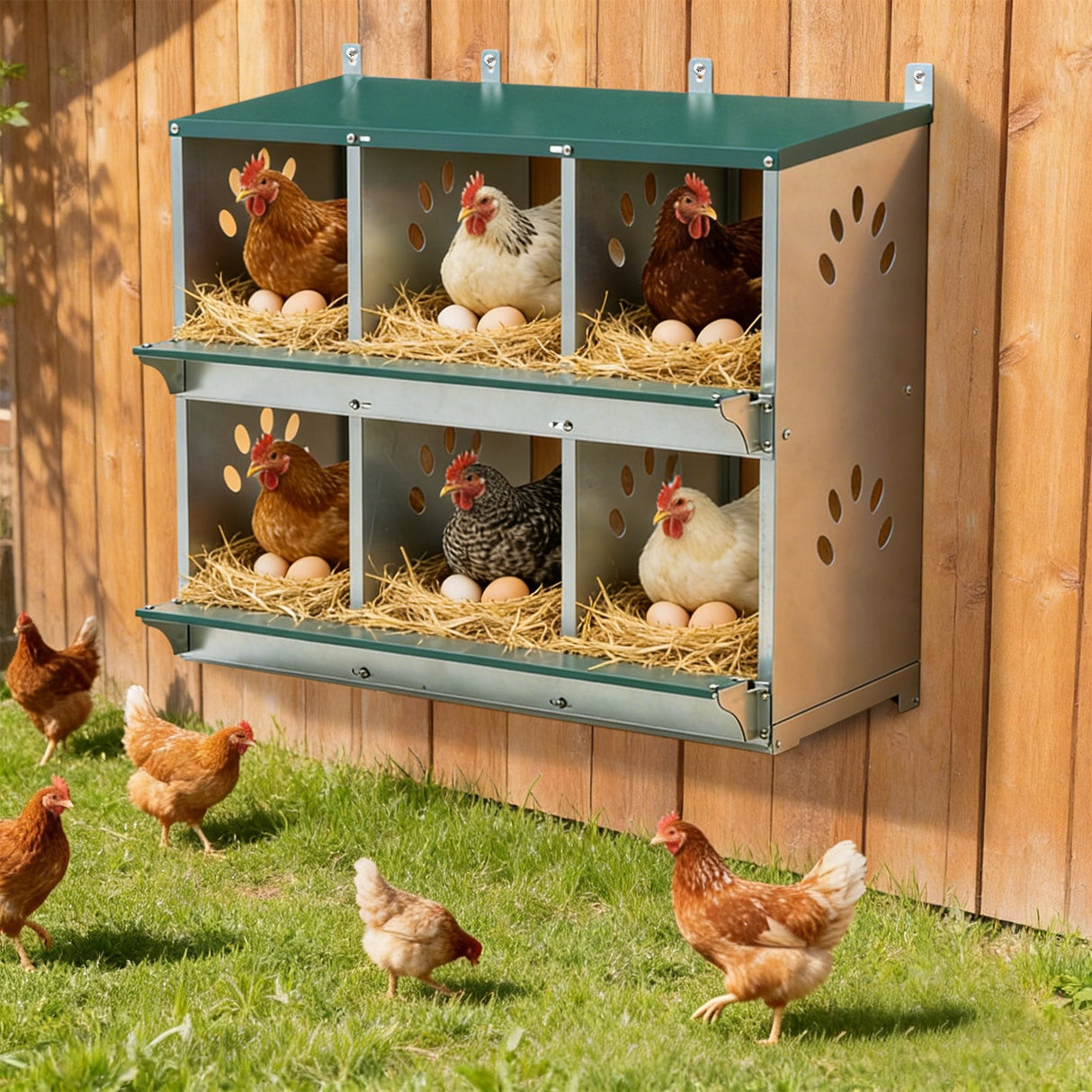 EAGLE PEAK 3/4/6/8/10 - Hole Wall Mounted Chicken Nesting Box (Green) - Eagle Peak Custom Canopy Tent