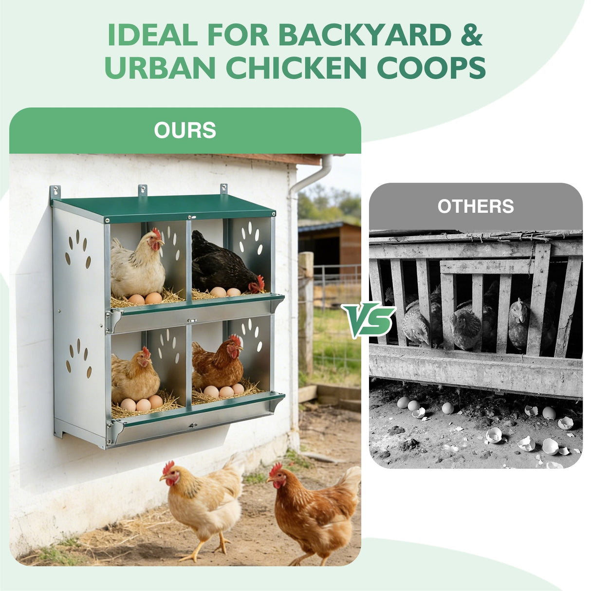 EAGLE PEAK 3/4/6/8/10 - Hole Wall Mounted Chicken Nesting Box (Green) - Eagle Peak Custom Canopy Tent