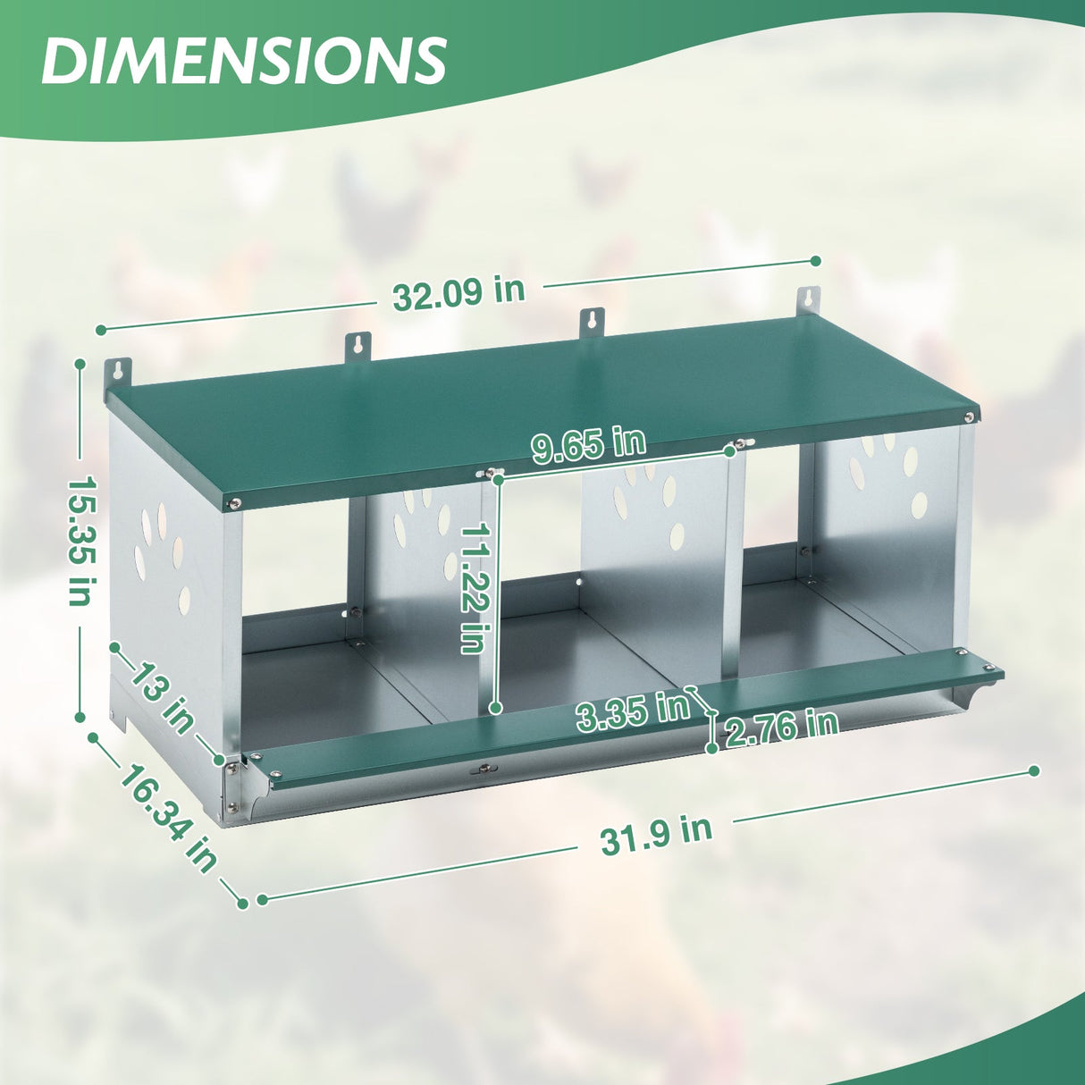 EAGLE PEAK 3/4/6/8/10 - Hole Wall Mounted Chicken Nesting Box (Green) - Eagle Peak Custom Canopy Tent