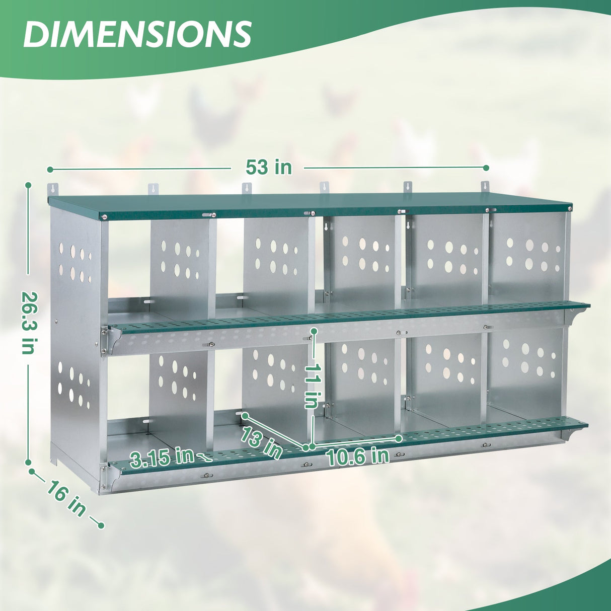 EAGLE PEAK 3/4/6/8/10 - Hole Wall Mounted Chicken Nesting Box (Green) - Eagle Peak Custom Canopy Tent