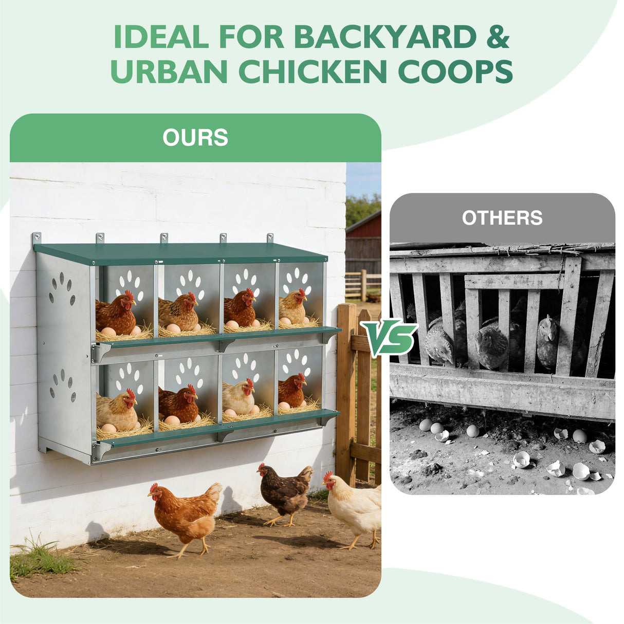 EAGLE PEAK 3/4/6/8/10 - Hole Wall Mounted Chicken Nesting Box (Green) - Eagle Peak Custom Canopy Tent