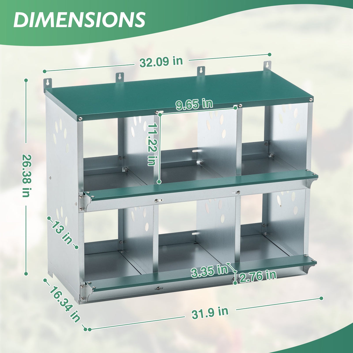 EAGLE PEAK 3/4/6/8/10 - Hole Wall Mounted Chicken Nesting Box (Green) - Eagle Peak Custom Canopy Tent