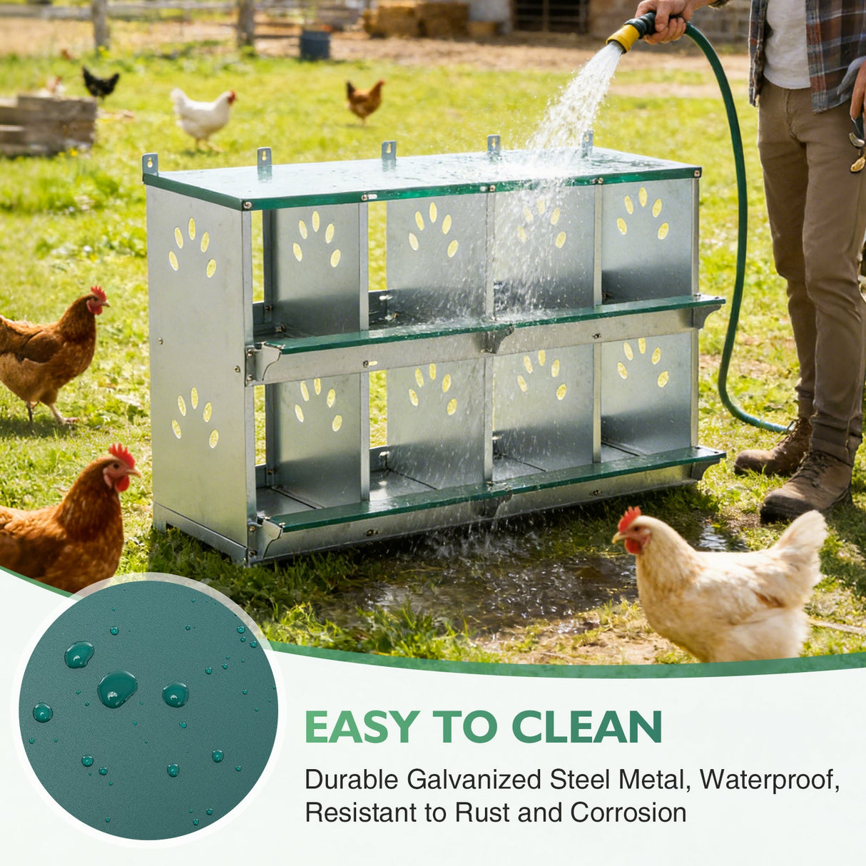 EAGLE PEAK 3/4/6/8/10 - Hole Wall Mounted Chicken Nesting Box (Green) - Eagle Peak Custom Canopy Tent