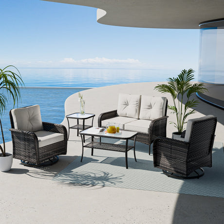 EAGLE PEAK 5pc Rattan Outdoor Patio Conversation Set - Eagle Peak Canopy and Outdoor Products