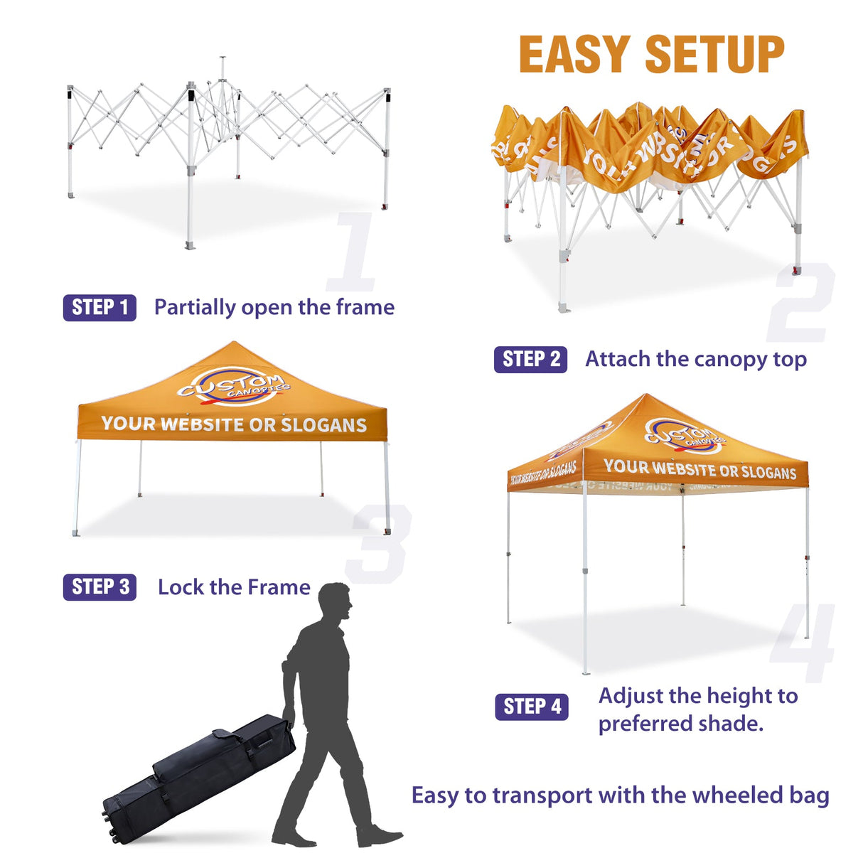 EAGLE PEAK CP100 Steel Square Leg Heavy Duty Commercial Custom Canopy Tent 10x10 - CLICK TO CONFIGURE - Package Prices Start at $599.00 - Eagle Peak Custom Canopy Tent