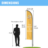 EAGLE PEAK Custom Printed Feather Flags with Your Logo, Single Sided Print, includes Ground Spike Base & Carry Bag, 23.6×98.4 in - Eagle Peak Custom Canopy Tent