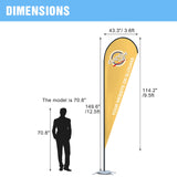 EAGLE PEAK Custom Printed Teardrop Flags with Your Logo, Single Sided Print, includes Folding Cross Base, Weight Bag & Carry Bag, 12.5x3.6 ft - Eagle Peak Custom Canopy Tent