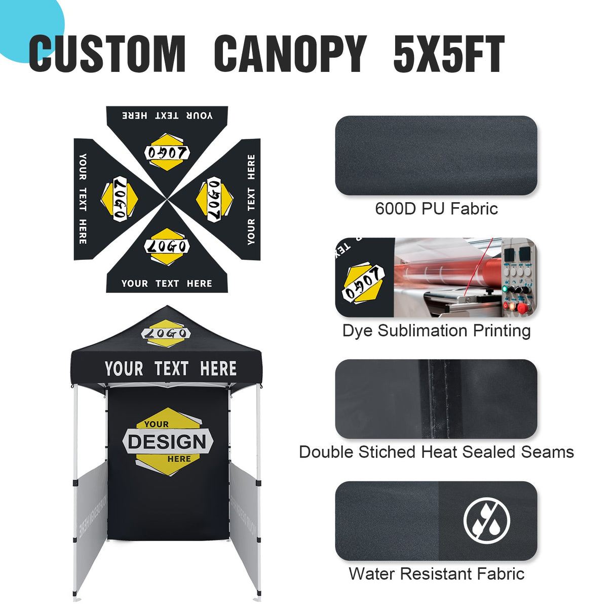 EAGLE PEAK E25 Custom Printed Canopy Tent 5x5 - CLICK TO CONFIGURE - Package Prices Start at $349.00 - Eagle Peak Custom Canopy Tent
