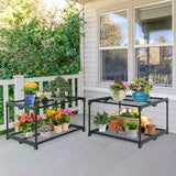 EAGLE PEAK Greenhouse Shelving Staging Double 2 Tier, Outdoor / Indoor Plant Shelves, 27" x 19" x 16", Green - Eagle Peak Canopy and Outdoor Products