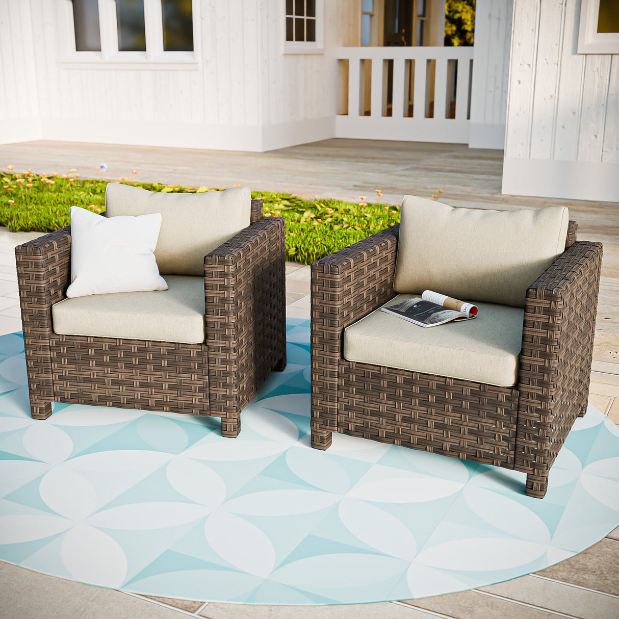 EAGLE PEAK Harbor Haven 1 PC,2 PCS, 4PCS Wicker Patio Chair - Eagle Peak Custom Canopy Tent