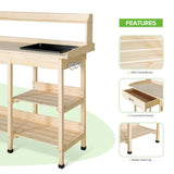 EAGLE PEAK Outdoor Garden Potting Bench Wooden Work Station Table with Removable Dry Sink, Storage Shelf, Handy Hook - Eagle Peak Custom Canopy Tent