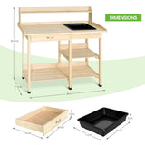 EAGLE PEAK Outdoor Garden Potting Bench Wooden Work Station Table with Removable Dry Sink, Storage Shelf, Handy Hook - Eagle Peak Custom Canopy Tent