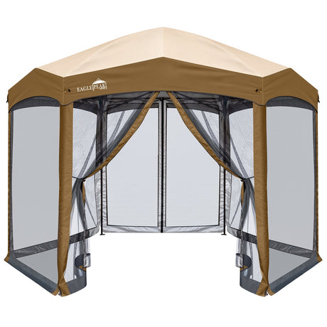 EAGLE PEAK Pop - Up Camping 6 Sided (6x6x6) Gazebo w/ Mosquito Netting Easy Center Canopy Shelter Instant Tent - Eagle Peak