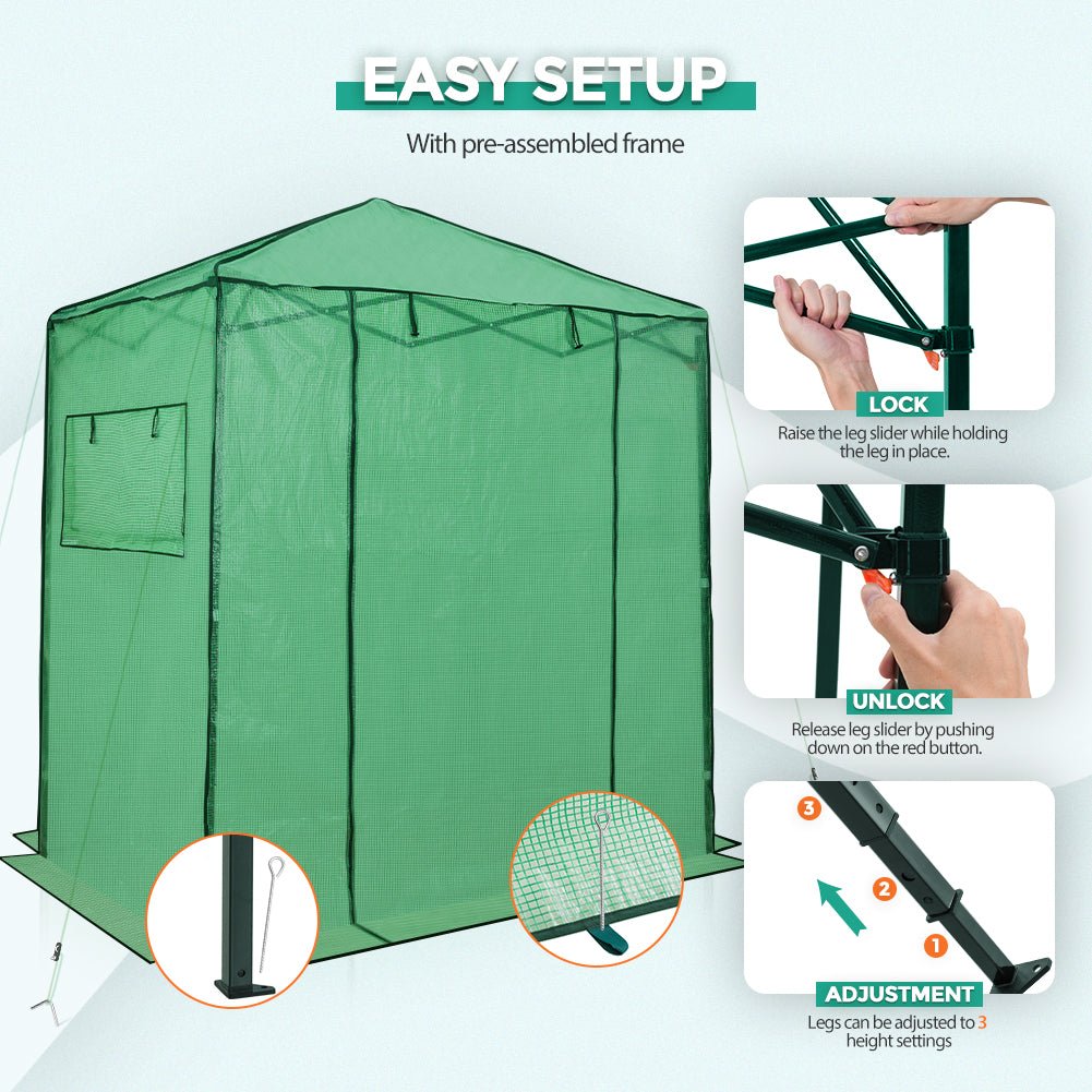 Easy Fast Setup Instant 6x4 Walk - in Indoor/Outdoor Greenhouse - Eagle Peak Custom Canopy Tent