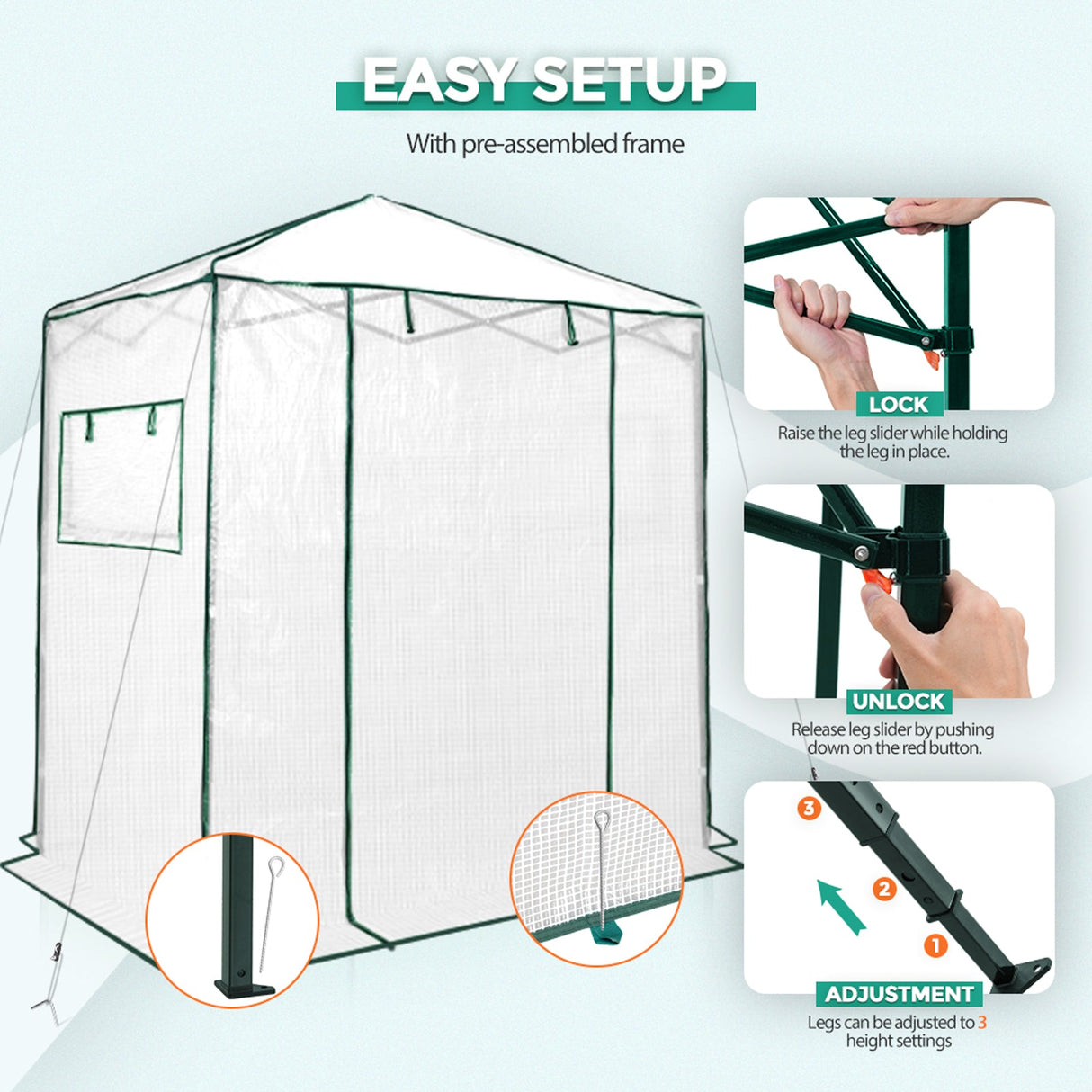 Easy Fast Setup Instant 6x4 Walk - in Indoor/Outdoor Greenhouse - Eagle Peak Custom Canopy Tent