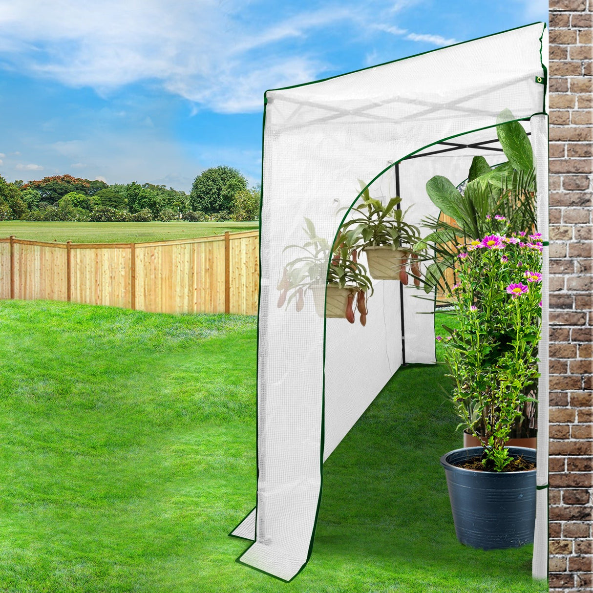 Easy Setup 10x5 Portable Lean to Pop Up Greenhouse - Eagle Peak Custom Canopy Tent