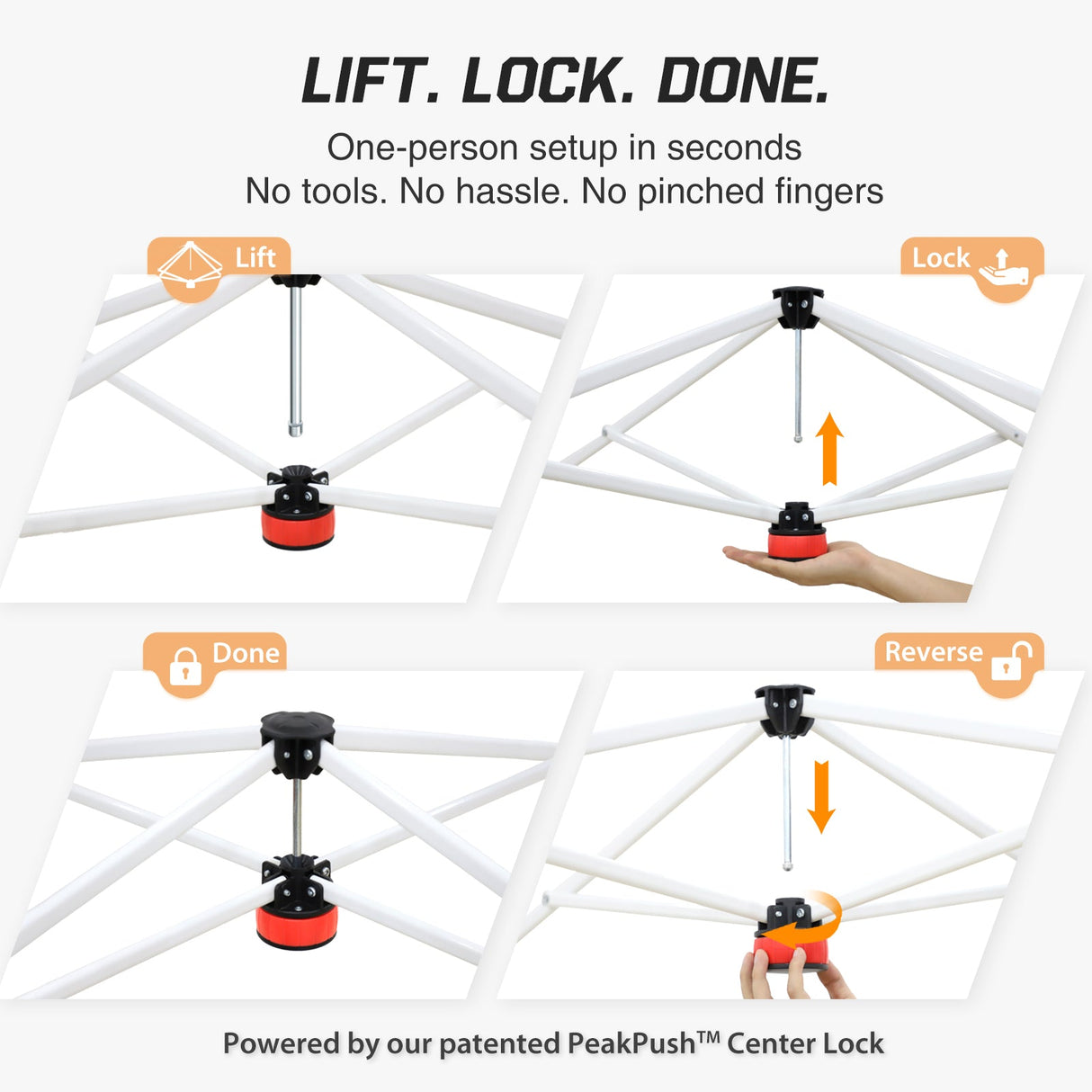 Easy Setup ColorRise Graphics Straight Leg 10x10 Pop Up Canopy Tent w/ 100 sqft of Shade - Eagle Peak