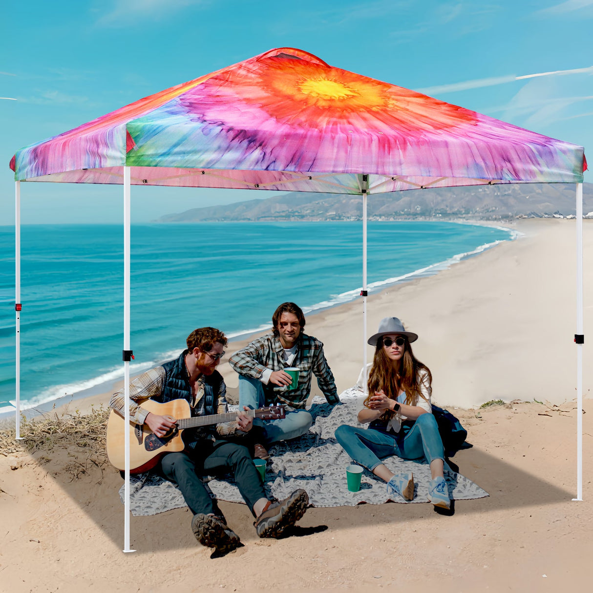 Easy Setup Straight Leg 10x10 Pop Up Canopy Tent Graphix Top w/ 100 sqft of Shade - Eagle Peak Custom Canopy Tent