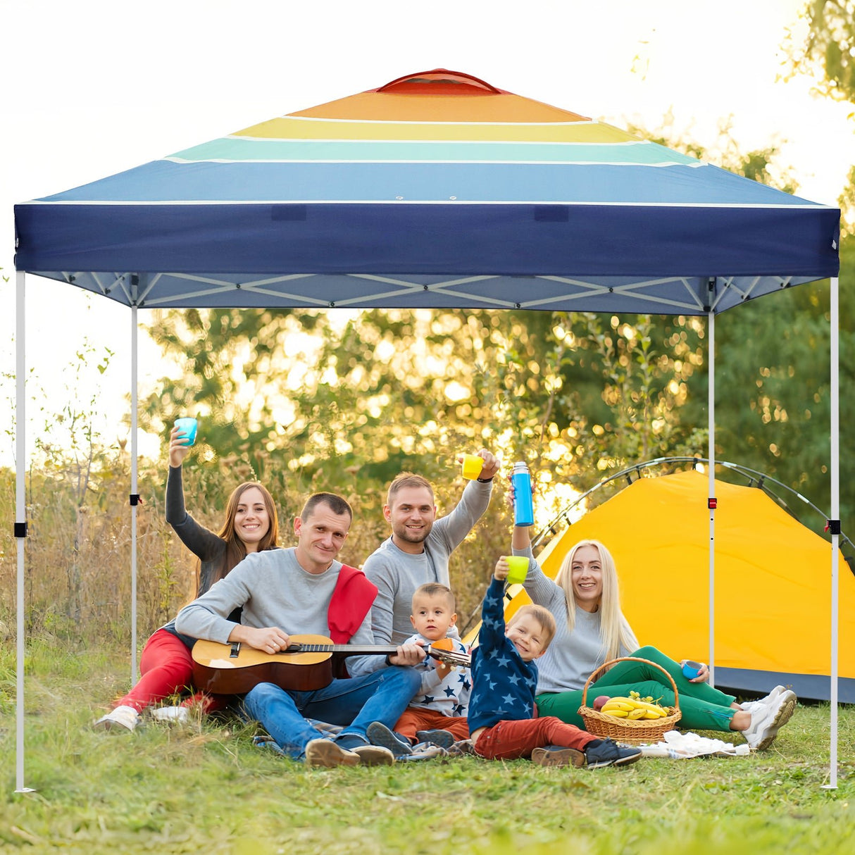 Easy Setup Straight Leg 10x10 Pop Up Canopy Tent Graphix Top w/ 100 sqft of Shade - Eagle Peak Custom Canopy Tent