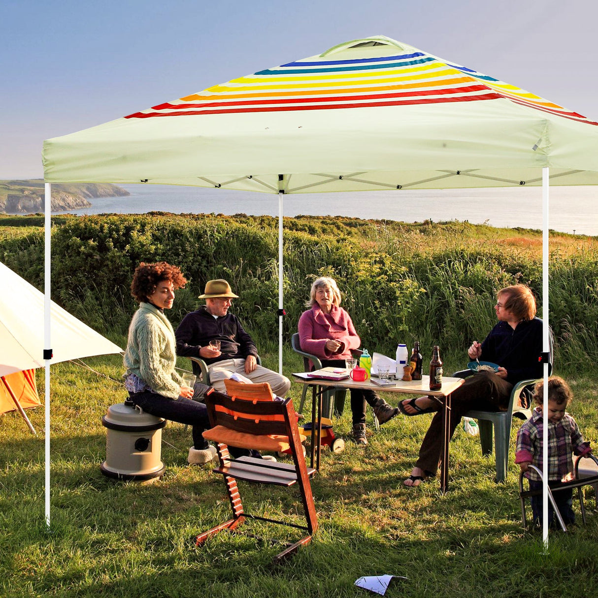 Easy Setup Straight Leg 10x10 Pop Up Canopy Tent Graphix Top w/ 100 sqft of Shade - Eagle Peak Custom Canopy Tent