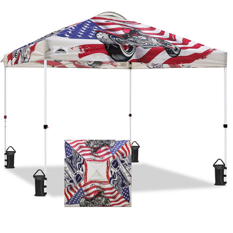 Easy Setup Straight Leg 10x10 Pop Up Canopy Tent Graphix Top w/ 100 sqft of Shade - Eagle Peak Custom Canopy Tent