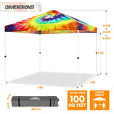 Easy Setup Straight Leg 10x10 Pop Up Canopy Tent Graphix Top w/ 100 sqft of Shade - Eagle Peak Custom Canopy Tent